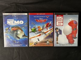 Disney Pixar DVD Lot of 3 Finding Nemo Planes Big Hero 6 - £7.81 GBP