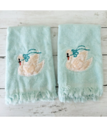 Jillian Rose Collection Vintage 2 Piece Hand Tea Towel Set Lace Swans 17x11 - €8,52 EUR