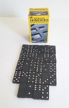 Vintage Double-Six Black &amp; White Dominoes 28 Pieces Golden 4240-5 In Box  - $11.98