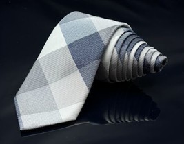 Michael Kors Men&#39;s Silk Blend Tie ~ Grey ~ Plaids &amp; Checks - £39.80 GBP