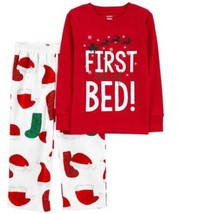 Boys Christmas Pajamas 2 Pc Shirt &amp; Pants Carters Red FIRST OUT OF BED- 24 mths - £19.05 GBP
