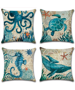 Mediterranean Style Throw Pillow Case Sea Theme Decorative Square Cotton NEW - £19.97 GBP
