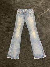 Silver Jeans Frances 18&quot; Distressed Jeans Women&#39;s 27x33 Medium Wash Holes - £22.24 GBP