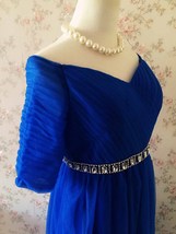 Royal Blue Off Shoulder Tutu Dress Custom Plus Size Baby Shower Dress image 2