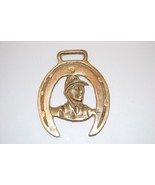 Antique Horse Brass with Jockey and Horse shoe Rustic Cottagecore - £11.38 GBP