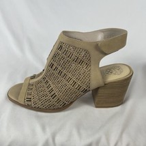 Vince Camuto Lidie Women Sz 11M Beige Tan Lasercut Bootie Block 3&quot; Heels Shoes - £18.30 GBP