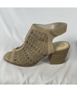 Vince Camuto Lidie Women Sz 11M Beige Tan Lasercut Bootie Block 3&quot; Heels... - $444.19 MXN