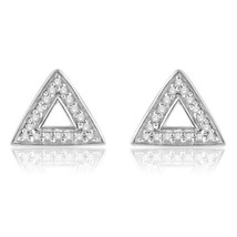 0.10 CT Natural Diamond Triangle Stud Earrings 14k White Gold Plated Silver - £112.10 GBP