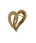 Gold-Tone Heart Pin Brooch With Rhinestones By Napier *Missing Rhinestone* - £7.70 GBP