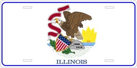 Illinois Flag Personalized Custom Novelty Tag Vehicle Car Auto Motorcycle Mop... - $16.75
