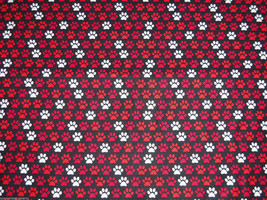 Paw Prints Red White Black Fabric Hair Scrunchie Scrunchies by Sherry Po... - $6.99