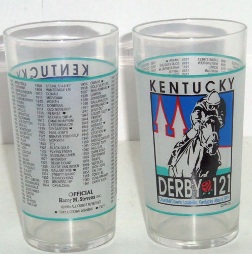 Kentucky Derby Glass 1995 Churchill Downs Louisville Horse Racing Lot of 2 - $24.95