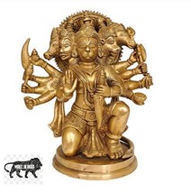 Asta Dhatu/8 Metals Brass 5 Faced Hanuman Ji/Panch Mukhi Bajrang Bali - £33.94 GBP