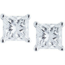 1.51CT SI1-SI2 Princess Cut Diamond Stud Earrings In 14K Solid White Gold    - £2,651.88 GBP