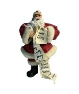 Santa Clause Making His List Fabric Mache Resin Fur Trimmed Tabletop Fig... - $25.98
