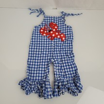 Mud Pie Baby Lobster Gingham Appliqué Romper Overalls Ruffle 4th July 12-18mo - £11.86 GBP