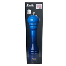 Trudeau Wood Pepper Mill Blue 12&quot; High Scratch Resistance Stainless Stee... - £32.66 GBP