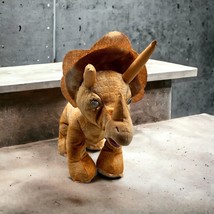 Build a Bear 16&quot; Triceratops Brown Tan Horns Dinosaur Plush Stuffed Animal - £10.28 GBP
