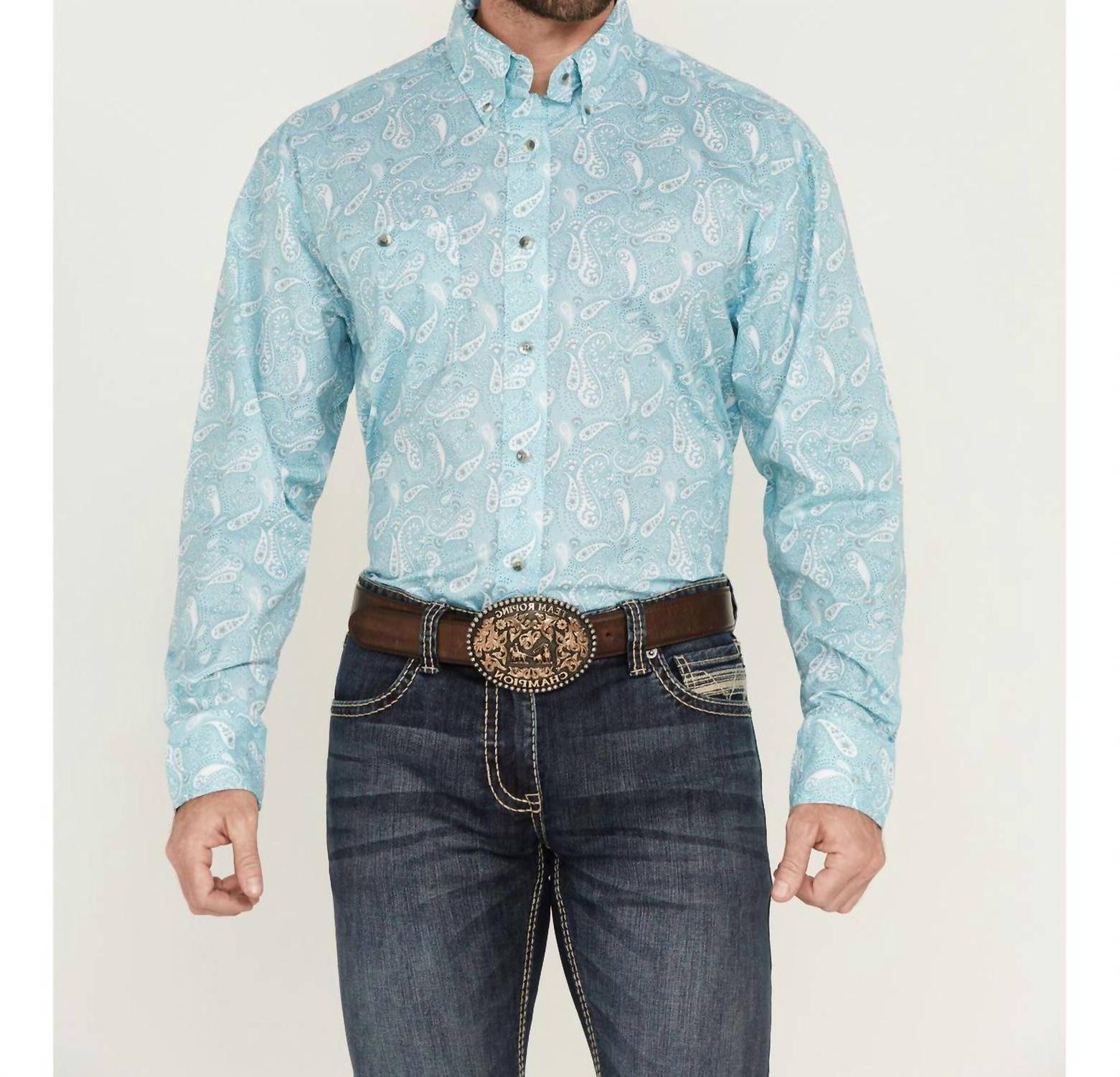 Wrangler Classic Long Sleeve Shirt - Relaxed Fit Mint - $47.00
