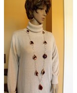 Sterling silver long natural agate necklace and earrings set  - $159.99
