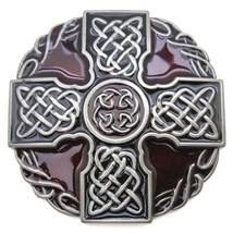Round Celtic Trinity Rope Knot Cross Belt Buckle Scottish Kilt Zinc Alloy - $34.15