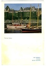 Empress Hotel Dinner Menu Victoria British Columbia 1954 Inner Harbour on Cover  - £23.36 GBP