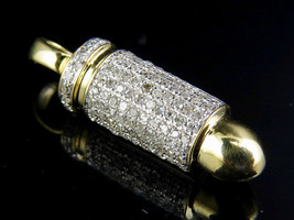 Uomo 10K Oro Giallo Diamante Naturale 0.40ct Pallottola Ciondolo - £382.00 GBP