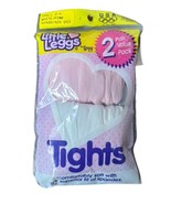 Vintage Little Leggs 2 Pr Tights White Pink Little Girls Nylons Tights S... - $14.84