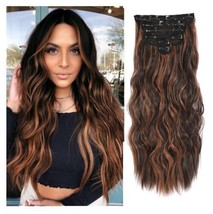 NAYOO Clip in Hair Extensions for Women 20 Inch Long Wavy curly Auburn Mix... - £12.28 GBP