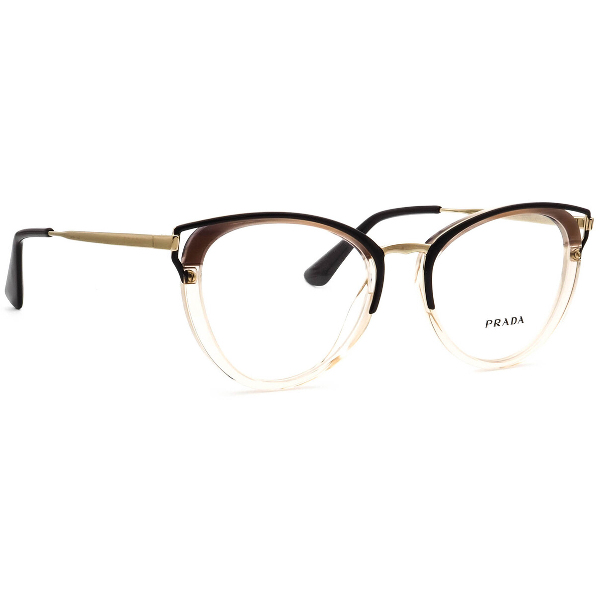 Prada Eyeglasses VPR 53U LMN-1O1 Brown Fade/Gold Cat Eye Frame Italy 50[... - $499.99