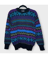VINTAGE Meister multicolor ski fair isle 80s geometric sweater 100% new ... - £34.23 GBP