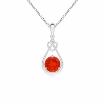 ANGARA 5mm Natural Fire Opal Knotted Heart Pendant with Diamond in Silver - £133.86 GBP+