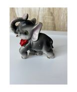Vintage Anamorphic Elephant Figurine Japan Mid Century Trunk Up Bow Tie - $18.00