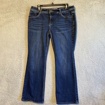 Chicos Size 1 Short Jeans Women 8 So Slimming Blue Denim Stretch Dark Wash Boot - £18.93 GBP