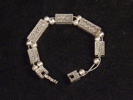 Charm Bracelet, Hieroglyphics ~ Classic TOFA 1995 Slider ~ Silver Tone #5430730 - £7.79 GBP