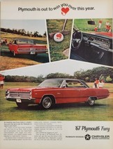 1966 Print Ad The 1967 Plymouth Fury III 2-Door Red Car - £15.45 GBP