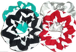 Wide Chevron Print Hair Scrunchie Scrunchies by Sherry Ponytail Holder Ties - $6.99