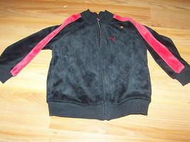 Baby Size 24 Months Puma Zip Up Velour Jacket Black with Red Accent EUC - £10.95 GBP