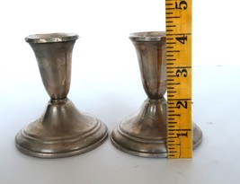 Vintage pair of National Sterling Weighted Silver Taper Candle Stick Hol... - £39.14 GBP