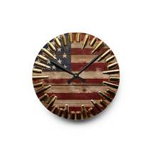 Patriotic American Flag Acrylic Wall Clock, Rustic USA Wall Decor, Hunter's Gift - $41.50 - $47.15