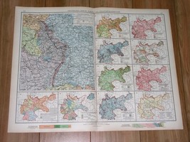 1930 ORIGINAL VINTAGE MAP OF WESTERN GERMANY BORDER SAAR CHURCH CONFESSION - £22.28 GBP