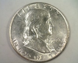 1949-D Franklin Half Dollar Choice About Uncirculated Ch. Au Nice Original Coin - £30.11 GBP