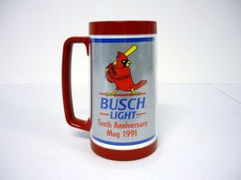 St. Louis Cardinals Thermo Mug Vintage 6&quot; Busch Light 10th Anniversary Cup 1991 - £10.19 GBP