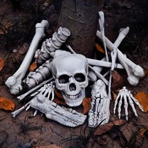 18Pcs Bag of Skeleton Bones and Skull for Halloween Decorations Life Size Plasti - $58.12