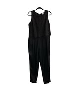 Ann Taylor Loft Jumpsuit Womens 8 Black Satin Lace Overlay Sleeveless Wi... - $35.44 CAD