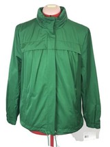 NWT Liz Claiborne Women MEDIUM Green Vented Zipper Hooded Windbreaker Ra... - $49.49