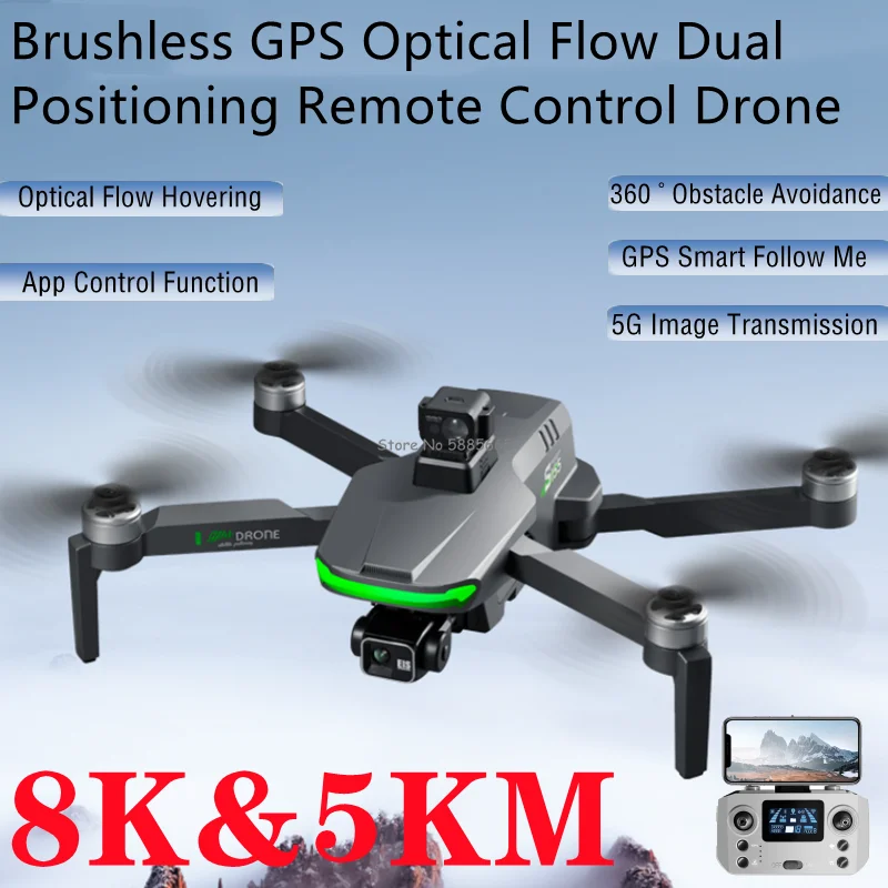 Professional Aerial 5KM 8K HD Brushless 5G WIFI FPV RC Drone 360° Obstac - £285.38 GBP+