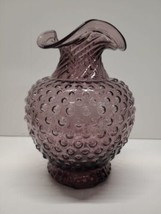 Vintage Indiana Glass Amethyst Purple Plum Hobnail 8” Vase - £23.95 GBP