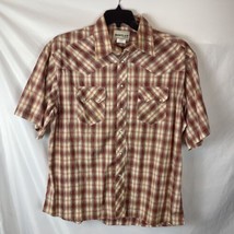 Rustler Pearl Snap Short Sleeve Shirt Mens XL Rust Red Plaid Western Casual - £9.69 GBP