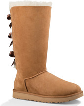 UGG Women&#39;s Chestnut Bailey Bow Round Toe Tall II Boots - £163.02 GBP
